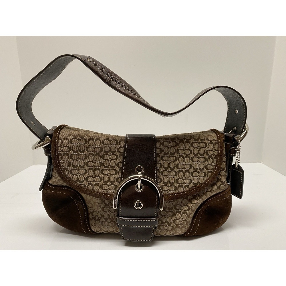 Rare Vintage Coach D05J-6818 Soho Signature Flap Bag - Y2K Archival Brown/Suede
